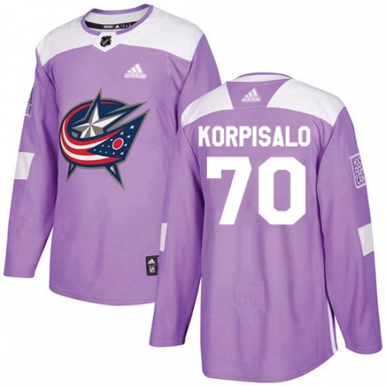 Mens Adidas Columbus Blue Jackets 70 Joonas Korpisalo Authentic Purple Fights Cancer Practice NHL Jersey Mens Adidas Columbus Blue Jackets 70 Joonas Korpisalo Authentic Purple Fights Cancer Practice NHL Jersey