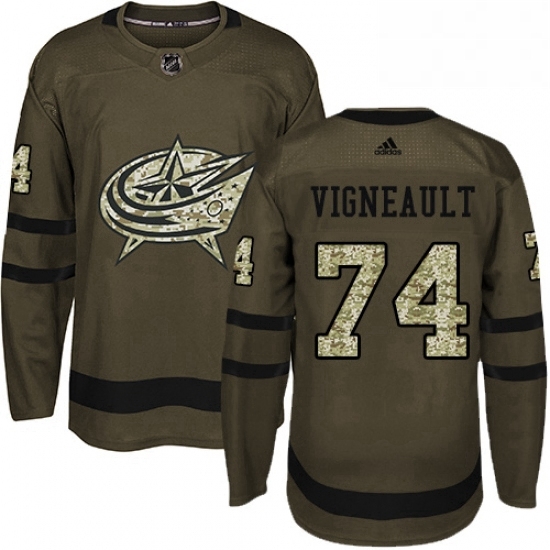 Mens Adidas Columbus Blue Jackets 74 Sam Vigneault Premier Green Salute to Service NHL Jersey Mens Adidas Columbus Blue Jackets 74 Sam Vigneault Premier Green Salute to Service NHL Jersey