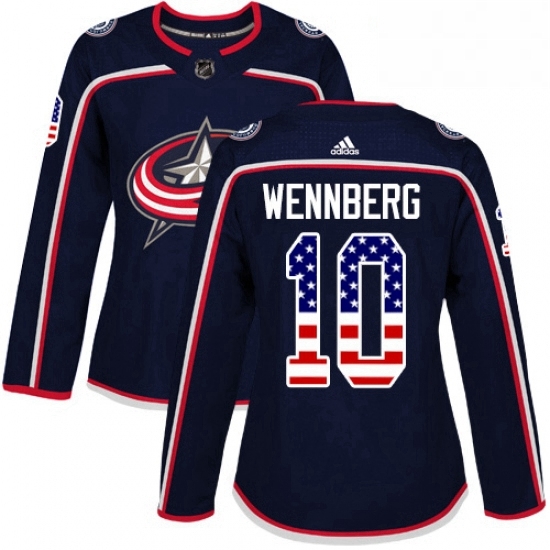 Womens Adidas Columbus Blue Jackets 10 Alexander Wennberg Authentic Navy Blue USA Flag Fashion NHL Jersey Womens Adidas Columbus Blue Jackets 10 Alexander Wennberg Authentic Navy Blue USA Flag Fashion NHL Jersey