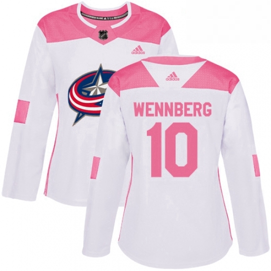 Womens Adidas Columbus Blue Jackets 10 Alexander Wennberg Authentic WhitePink Fashion NHL Jersey Womens Adidas Columbus Blue Jackets 10 Alexander Wennberg Authentic WhitePink Fashion NHL Jersey