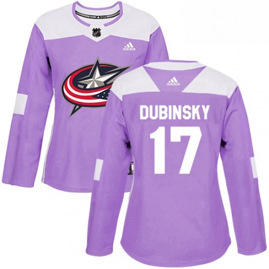 Womens Adidas Columbus Blue Jackets 17 Brandon Dubinsky Authentic Purple Fights Cancer Practice NHL Jersey Womens Adidas Columbus Blue Jackets 17 Brandon Dubinsky Authentic Purple Fights Cancer Practice NHL Jersey