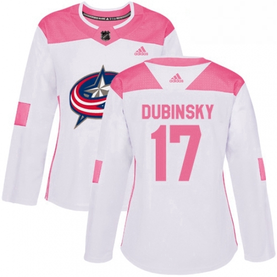 Womens Adidas Columbus Blue Jackets 17 Brandon Dubinsky Authentic WhitePink Fashion NHL Jersey Womens Adidas Columbus Blue Jackets 17 Brandon Dubinsky Authentic WhitePink Fashion NHL Jersey