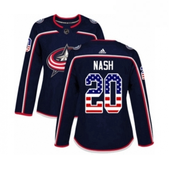 Womens Adidas Columbus Blue Jackets 20 Riley Nash Authentic Navy Blue USA Flag Fashion NHL Jersey Womens Adidas Columbus Blue Jackets 20 Riley Nash Authentic Navy Blue USA Flag Fashion NHL Jersey