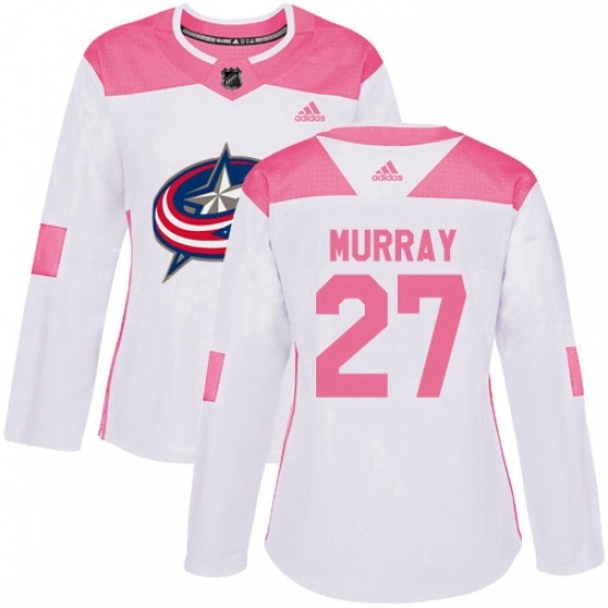 Womens Adidas Columbus Blue Jackets 27 Ryan Murray Authentic WhitePink Fashion NHL Jersey Womens Adidas Columbus Blue Jackets 27 Ryan Murray Authentic WhitePink Fashion NHL Jersey