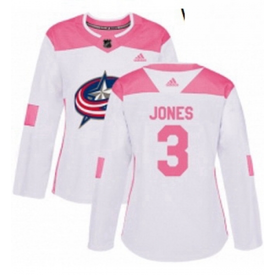 Womens Adidas Columbus Blue Jackets 3 Seth Jones Authentic WhitePink Fashion NHL Jersey Womens Adidas Columbus Blue Jackets 3 Seth Jones Authentic WhitePink Fashion NHL Jersey