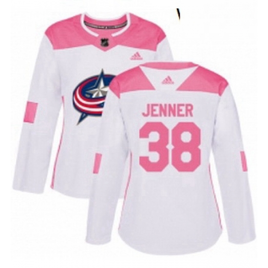 Womens Adidas Columbus Blue Jackets 38 Boone Jenner Authentic WhitePink Fashion NHL Jersey Womens Adidas Columbus Blue Jackets 38 Boone Jenner Authentic WhitePink Fashion NHL Jersey
