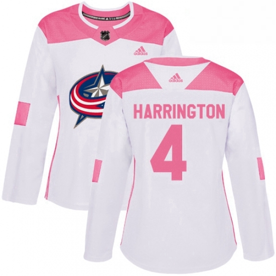 Womens Adidas Columbus Blue Jackets 4 Scott Harrington Authentic WhitePink Fashion NHL Jersey Womens Adidas Columbus Blue Jackets 4 Scott Harrington Authentic WhitePink Fashion NHL Jersey