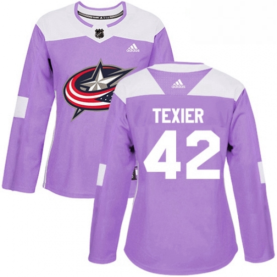Womens Adidas Columbus Blue Jackets 42 Alexandre Texier Authentic Purple Fights Cancer Practice NHL Jersey Womens Adidas Columbus Blue Jackets 42 Alexandre Texier Authentic Purple Fights Cancer Practice NHL Jersey