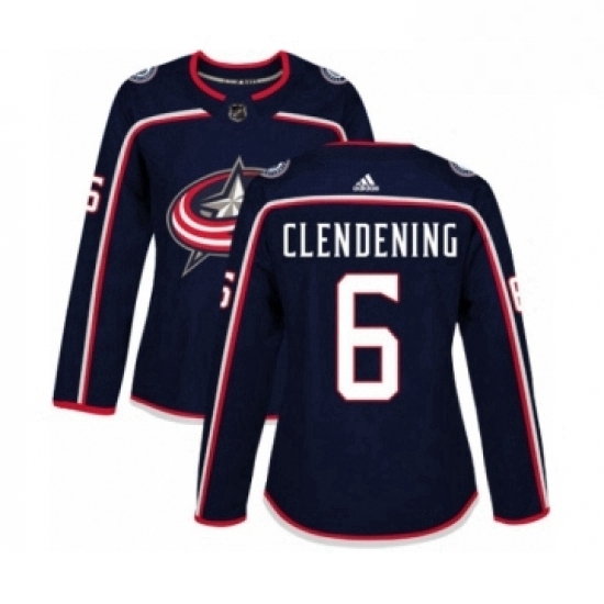 Womens Adidas Columbus Blue Jackets 6 Adam Clendening Premier Navy Blue Home NHL Jersey Womens Adidas Columbus Blue Jackets 6 Adam Clendening Premier Navy Blue Home NHL Jersey