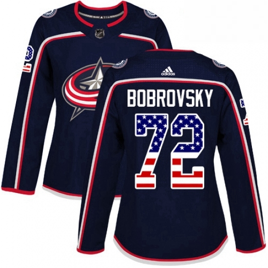 Womens Adidas Columbus Blue Jackets 72 Sergei Bobrovsky Authentic Navy Blue USA Flag Fashion NHL Jersey Womens Adidas Columbus Blue Jackets 72 Sergei Bobrovsky Authentic Navy Blue USA Flag Fashion NHL Jersey