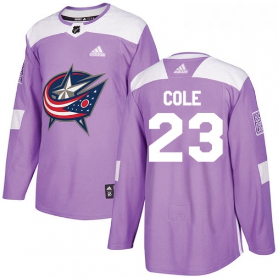 Youth Adidas Columbus Blue Jackets 23 Ian Cole Authentic Purple Fights Cancer Practice NHL Jersey Youth Adidas Columbus Blue Jackets 23 Ian Cole Authentic Purple Fights Cancer Practice NHL Jersey