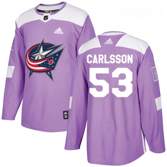 Youth Adidas Columbus Blue Jackets 53 Gabriel Carlsson Authentic Purple Fights Cancer Practice NHL Jersey Youth Adidas Columbus Blue Jackets 53 Gabriel Carlsson Authentic Purple Fights Cancer Practice NHL Jersey