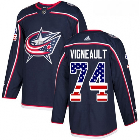 Youth Adidas Columbus Blue Jackets 74 Sam Vigneault Authentic Navy Blue USA Flag Fashion NHL Jersey Youth Adidas Columbus Blue Jackets 74 Sam Vigneault Authentic Navy Blue USA Flag Fashion NHL Jersey