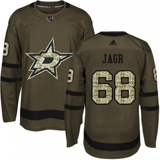 Mens Adidas Dallas Stars 68 Jaromir Jagr Authentic Green Salute to Service NHL Jersey Mens Adidas Dallas Stars 68 Jaromir Jagr Authentic Green Salute to Service NHL Jersey
