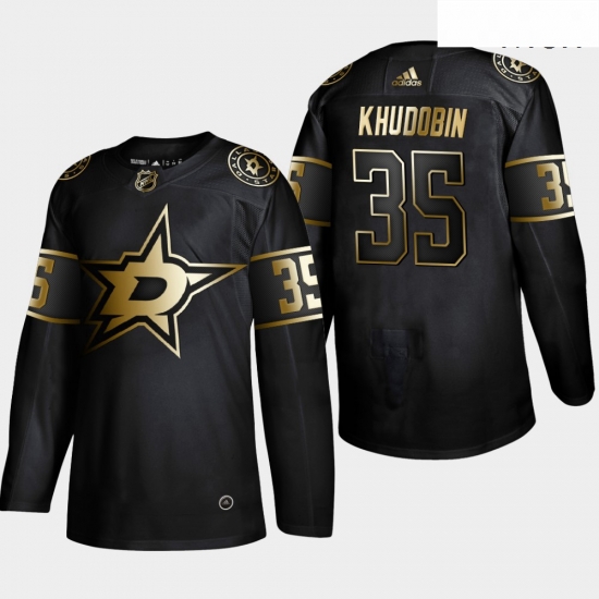 Stars 35 Anton Khudobin Black Gold Adidas Jersey Stars 35 Anton Khudobin Black Gold Adidas Jersey