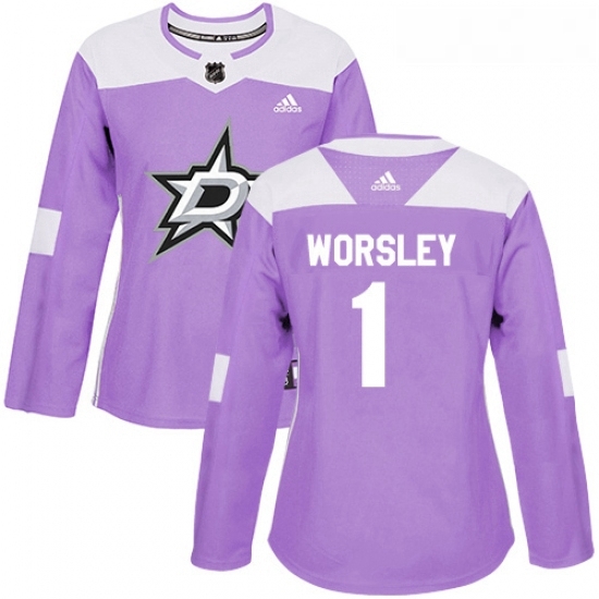Womens Adidas Dallas Stars 1 Gump Worsley Authentic Purple Fights Cancer Practice NHL Jersey Womens Adidas Dallas Stars 1 Gump Worsley Authentic Purple Fights Cancer Practice NHL Jersey