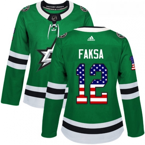 Womens Adidas Dallas Stars 12 Radek Faksa Authentic Green USA Flag Fashion NHL Jersey Womens Adidas Dallas Stars 12 Radek Faksa Authentic Green USA Flag Fashion NHL Jersey