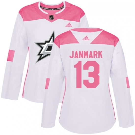 Womens Adidas Dallas Stars 13 Mattias Janmark Authentic WhitePink Fashion NHL Jersey Womens Adidas Dallas Stars 13 Mattias Janmark Authentic WhitePink Fashion NHL Jersey