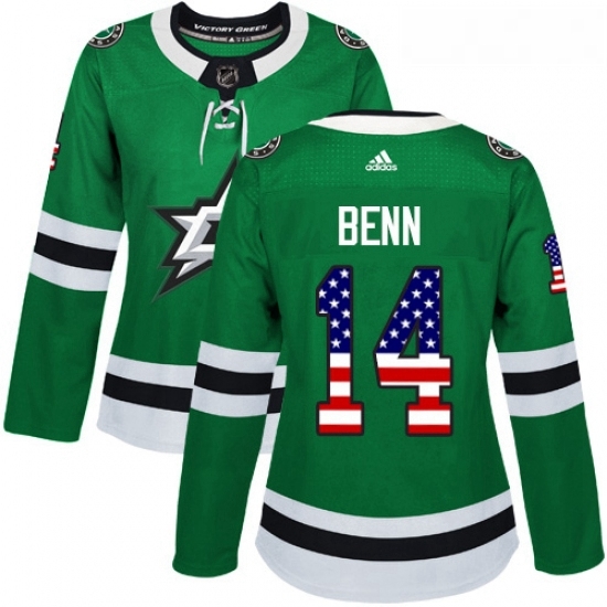 Womens Adidas Dallas Stars 14 Jamie Benn Authentic Green USA Flag Fashion NHL Jersey Womens Adidas Dallas Stars 14 Jamie Benn Authentic Green USA Flag Fashion NHL Jersey