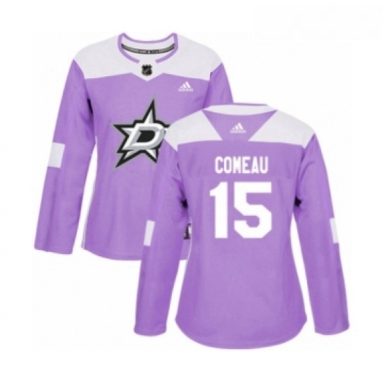 Womens Adidas Dallas Stars 15 Blake Comeau Authentic Purple Fights Cancer Practice NHL Jersey Womens Adidas Dallas Stars 15 Blake Comeau Authentic Purple Fights Cancer Practice NHL Jersey
