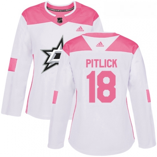 Womens Adidas Dallas Stars 18 Tyler Pitlick Authentic WhitePink Fashion NHL Jersey Womens Adidas Dallas Stars 18 Tyler Pitlick Authentic WhitePink Fashion NHL Jersey