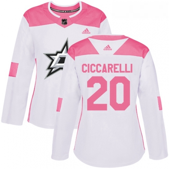 Womens Adidas Dallas Stars 20 Dino Ciccarelli Authentic WhitePink Fashion NHL Jersey Womens Adidas Dallas Stars 20 Dino Ciccarelli Authentic WhitePink Fashion NHL Jersey