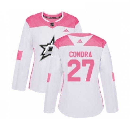 Womens Adidas Dallas Stars 27 Erik Condra Authentic White Pink Fashion NHL Jersey Womens Adidas Dallas Stars 27 Erik Condra Authentic White Pink Fashion NHL Jersey
