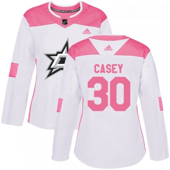 Womens Adidas Dallas Stars 30 Jon Casey Authentic WhitePink Fashion NHL Jersey Womens Adidas Dallas Stars 30 Jon Casey Authentic WhitePink Fashion NHL Jersey