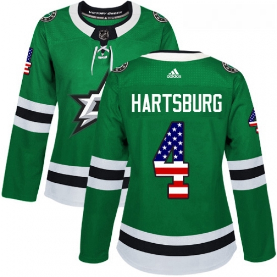 Womens Adidas Dallas Stars 4 Craig Hartsburg Authentic Green USA Flag Fashion NHL Jersey Womens Adidas Dallas Stars 4 Craig Hartsburg Authentic Green USA Flag Fashion NHL Jersey