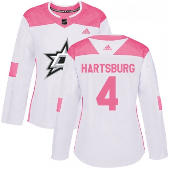 Womens Adidas Dallas Stars 4 Craig Hartsburg Authentic WhitePink Fashion NHL Jersey Womens Adidas Dallas Stars 4 Craig Hartsburg Authentic WhitePink Fashion NHL Jersey
