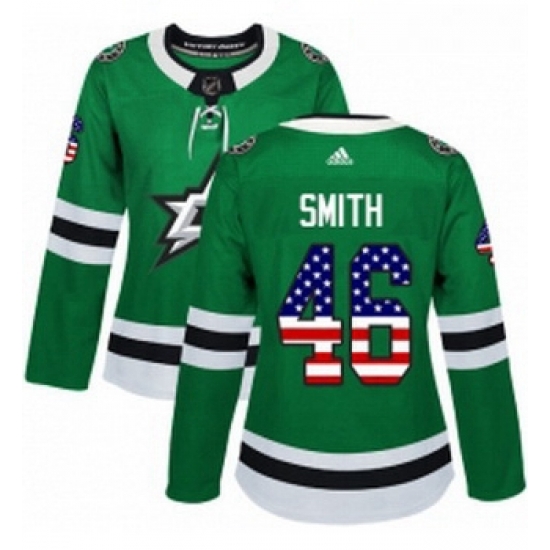 Womens Adidas Dallas Stars 46 Gemel Smith Authentic Green USA Flag Fashion NHL Jersey Womens Adidas Dallas Stars 46 Gemel Smith Authentic Green USA Flag Fashion NHL Jersey