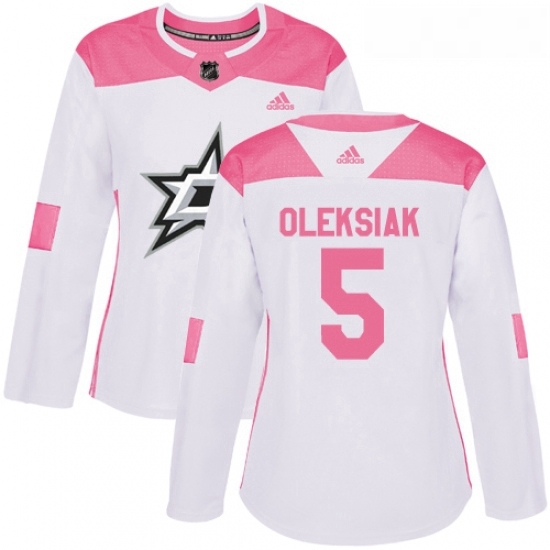 Womens Adidas Dallas Stars 5 Jamie Oleksiak Authentic WhitePink Fashion NHL Jersey Womens Adidas Dallas Stars 5 Jamie Oleksiak Authentic WhitePink Fashion NHL Jersey
