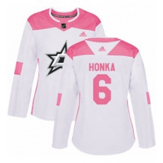Womens Adidas Dallas Stars 6 Julius Honka Authentic WhitePink Fashion NHL Jersey Womens Adidas Dallas Stars 6 Julius Honka Authentic WhitePink Fashion NHL Jersey