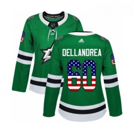 Womens Adidas Dallas Stars 60 Ty Dellandrea Authentic Green USA Flag Fashion NHL Jersey Womens Adidas Dallas Stars 60 Ty Dellandrea Authentic Green USA Flag Fashion NHL Jersey