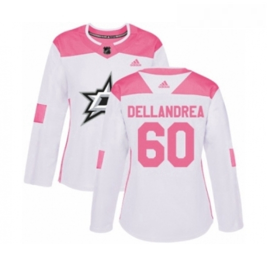 Womens Adidas Dallas Stars 60 Ty Dellandrea Authentic White Pink Fashion NHL Jersey Womens Adidas Dallas Stars 60 Ty Dellandrea Authentic White Pink Fashion NHL Jersey