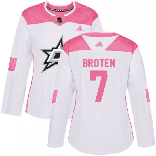 Womens Adidas Dallas Stars 7 Neal Broten Authentic WhitePink Fashion NHL Jersey Womens Adidas Dallas Stars 7 Neal Broten Authentic WhitePink Fashion NHL Jersey