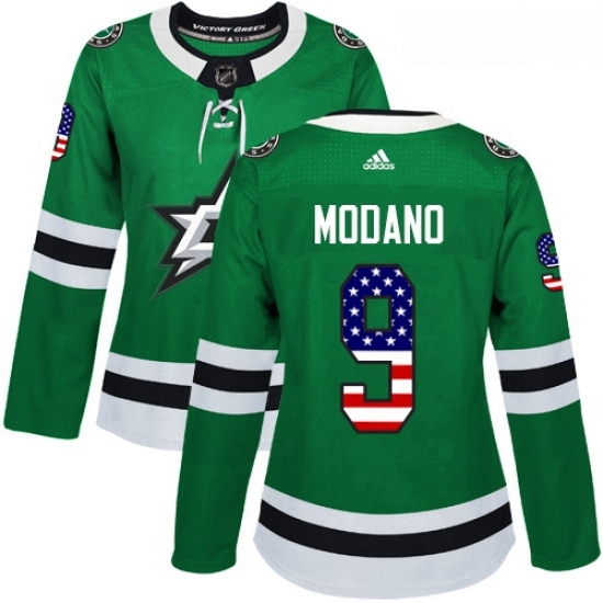 Womens Adidas Dallas Stars 9 Mike Modano Authentic Green USA Flag Fashion NHL Jersey Womens Adidas Dallas Stars 9 Mike Modano Authentic Green USA Flag Fashion NHL Jersey