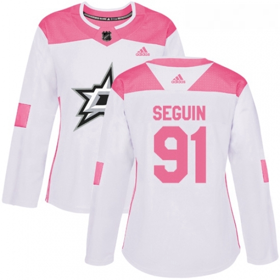Womens Adidas Dallas Stars 91 Tyler Seguin Authentic WhitePink Fashion NHL Jersey Womens Adidas Dallas Stars 91 Tyler Seguin Authentic WhitePink Fashion NHL Jersey