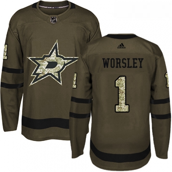 Youth Adidas Dallas Stars 1 Gump Worsley Premier Green Salute to Service NHL Jersey Youth Adidas Dallas Stars 1 Gump Worsley Premier Green Salute to Service NHL Jersey