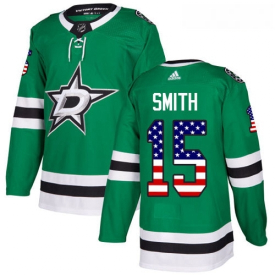 Youth Adidas Dallas Stars 15 Bobby Smith Authentic Green USA Flag Fashion NHL Jersey Youth Adidas Dallas Stars 15 Bobby Smith Authentic Green USA Flag Fashion NHL Jersey