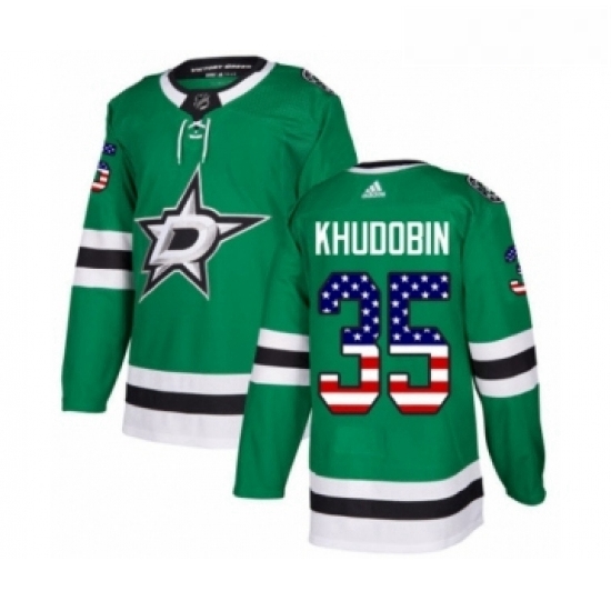 Youth Adidas Dallas Stars 35 Anton Khudobin Authentic Green USA Flag Fashion NHL Jersey Youth Adidas Dallas Stars 35 Anton Khudobin Authentic Green USA Flag Fashion NHL Jersey