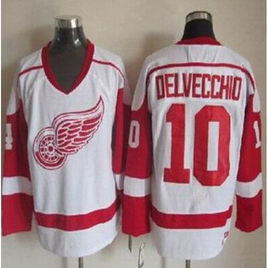 Detroit Red Wings #10 Alex Delvecchio White CCM Throwback Stitched NHL jersey Detroit Red Wings #10 Alex Delvecchio White CCM Throwback Stitched NHL jersey