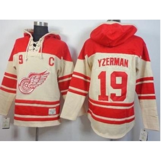 Detroit Red Wings #19 Steve Yzerman Cream Stitched NHL Sawyer Hooded Sweatshirt Detroit Red Wings #19 Steve Yzerman Cream Stitched NHL Sawyer Hooded Sweatshirt