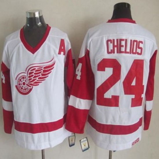 Detroit Red Wings #24 Chris Chelios White CCM Throwback Stitched NHL Jersey Detroit Red Wings #24 Chris Chelios White CCM Throwback Stitched NHL Jersey