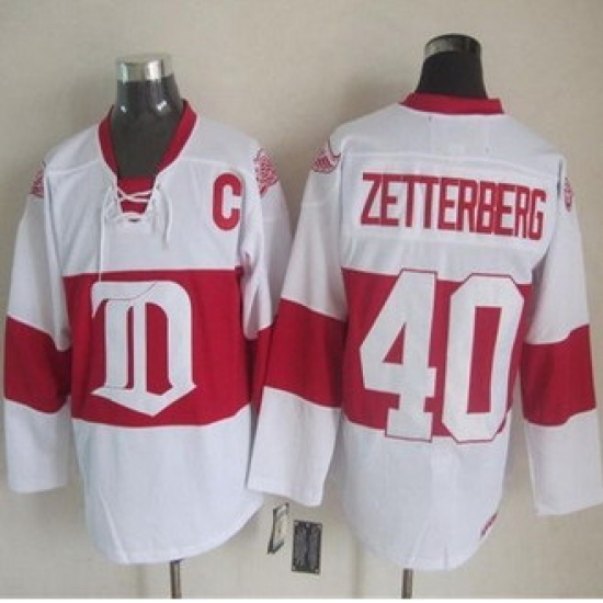 Detroit Red Wings #40 Henrik Zetterberg White Winter Classic CCM Throwback Stitched jersey Detroit Red Wings #40 Henrik Zetterberg White Winter Classic CCM Throwback Stitched jersey
