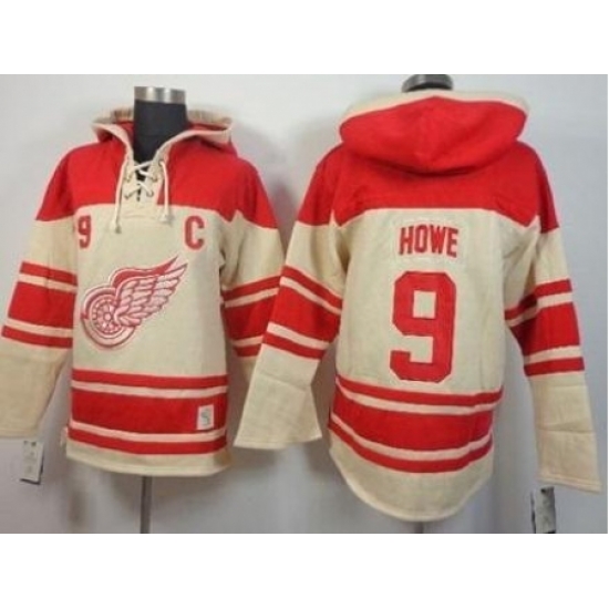 Detroit Red Wings #9 Gordie Howe Cream Stitched NHL Sawyer Hooded Sweatshirt Detroit Red Wings #9 Gordie Howe Cream Stitched NHL Sawyer Hooded Sweatshirt