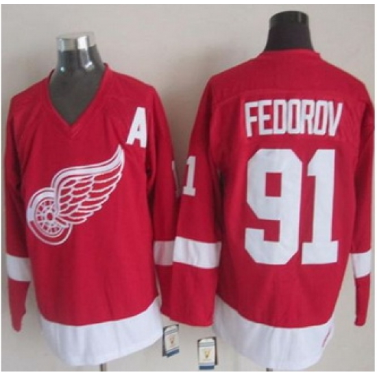 Detroit Red Wings #91 Sergei Fedorov Red CCM Throwback Stitched NHL Jersey Detroit Red Wings #91 Sergei Fedorov Red CCM Throwback Stitched NHL Jersey