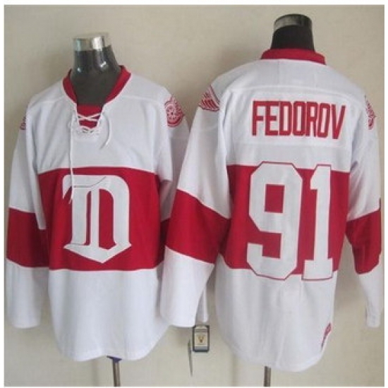 Detroit Red Wings #91 Sergei Fedorov White Winter Classic CCM Throwback Stitched NHL jersey Detroit Red Wings #91 Sergei Fedorov White Winter Classic CCM Throwback Stitched NHL jersey