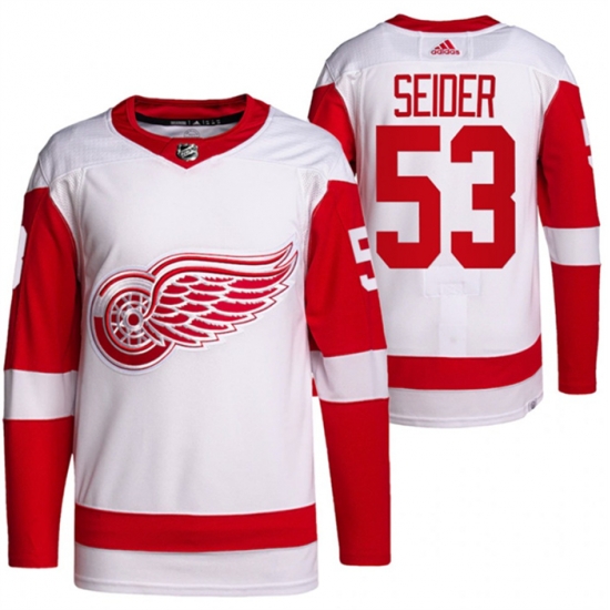 Men Detroit Red Wings 53 Moritz Seider White Stitched Jersey Men Detroit Red Wings 53 Moritz Seider White Stitched Jersey