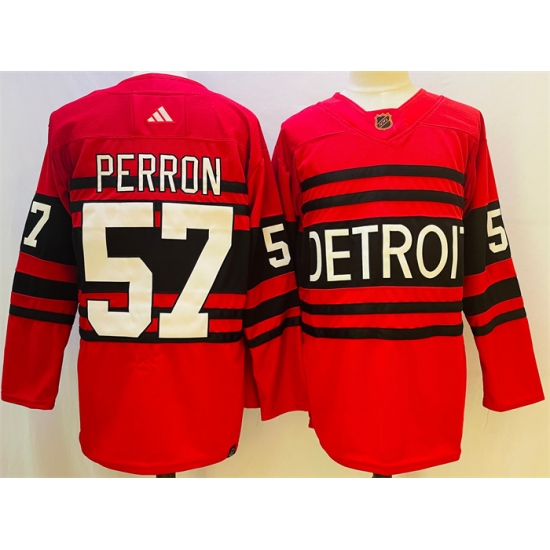 Men Detroit Red Wings 57 David Perron Red 2022 23 Reverse Retro Stitched Jersey Men Detroit Red Wings 57 David Perron Red 2022 23 Reverse Retro Stitched Jersey